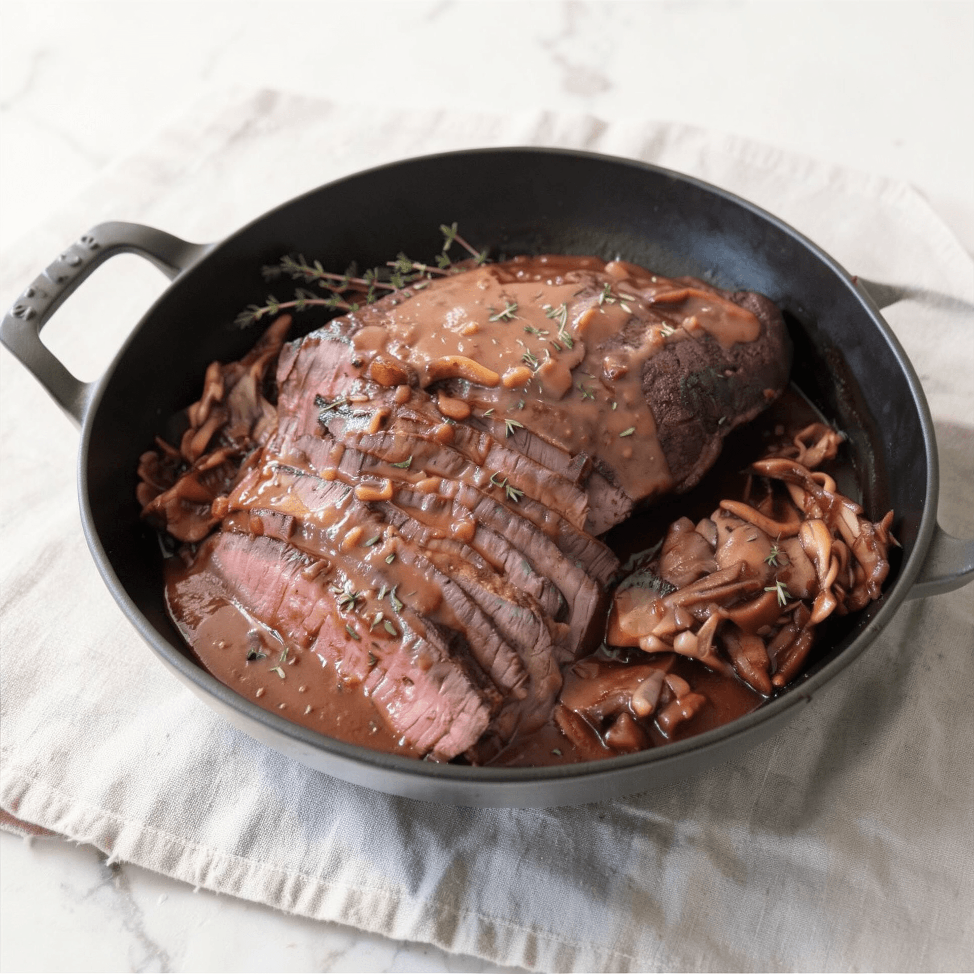 Dry-Brined Roast Beef with Mushroom Pan Gravy