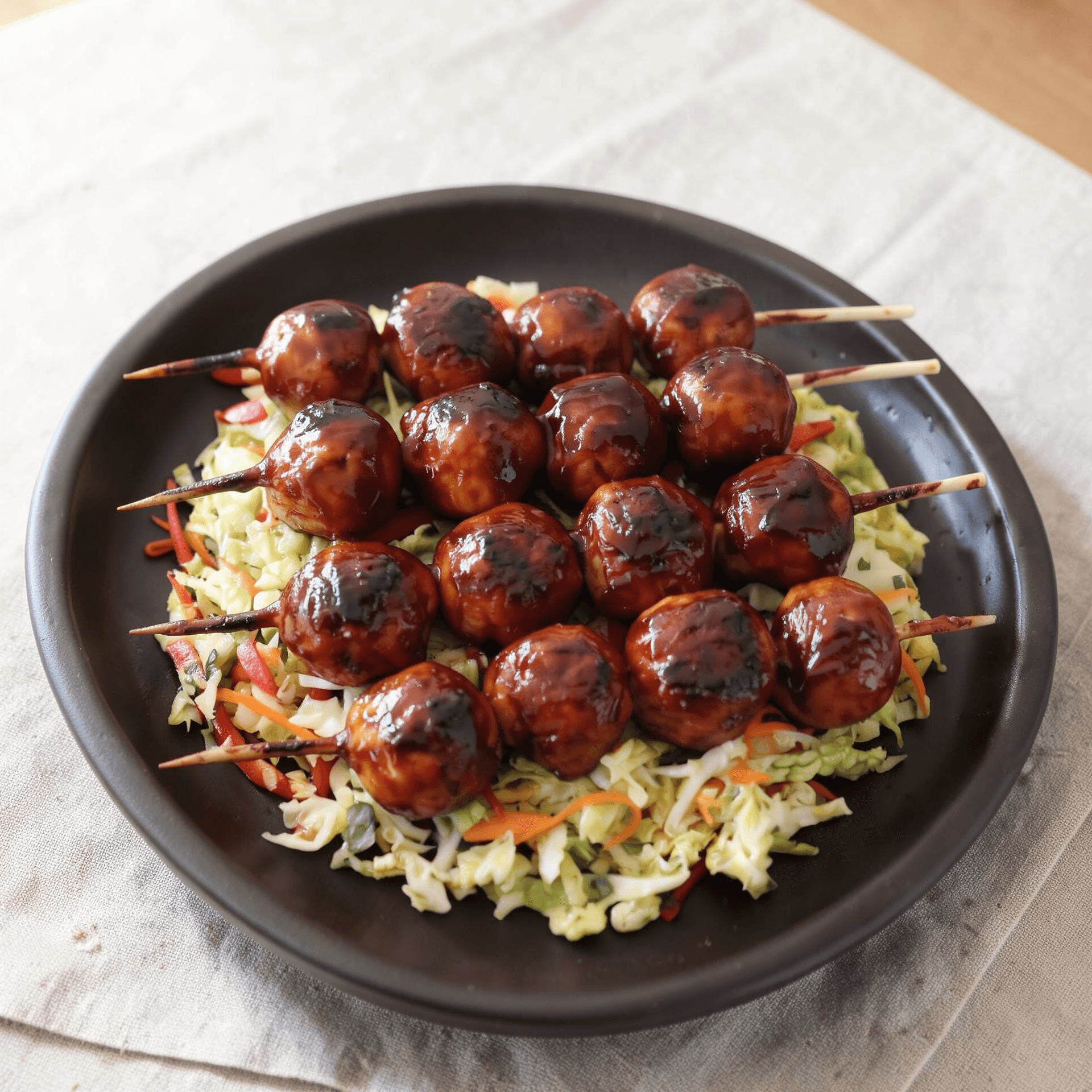 Hoisin-Glazed Grilled Chicken Meatballs