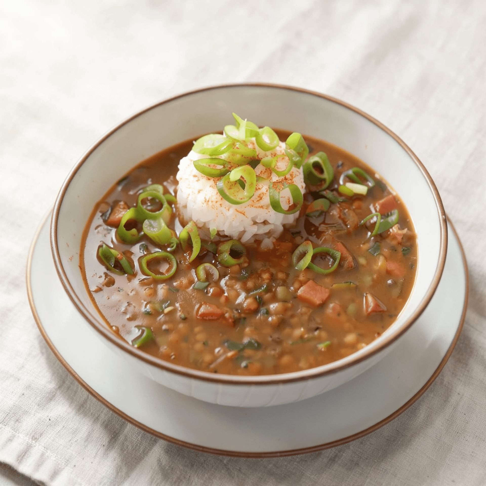 Green Lentil Gumbo Soup
