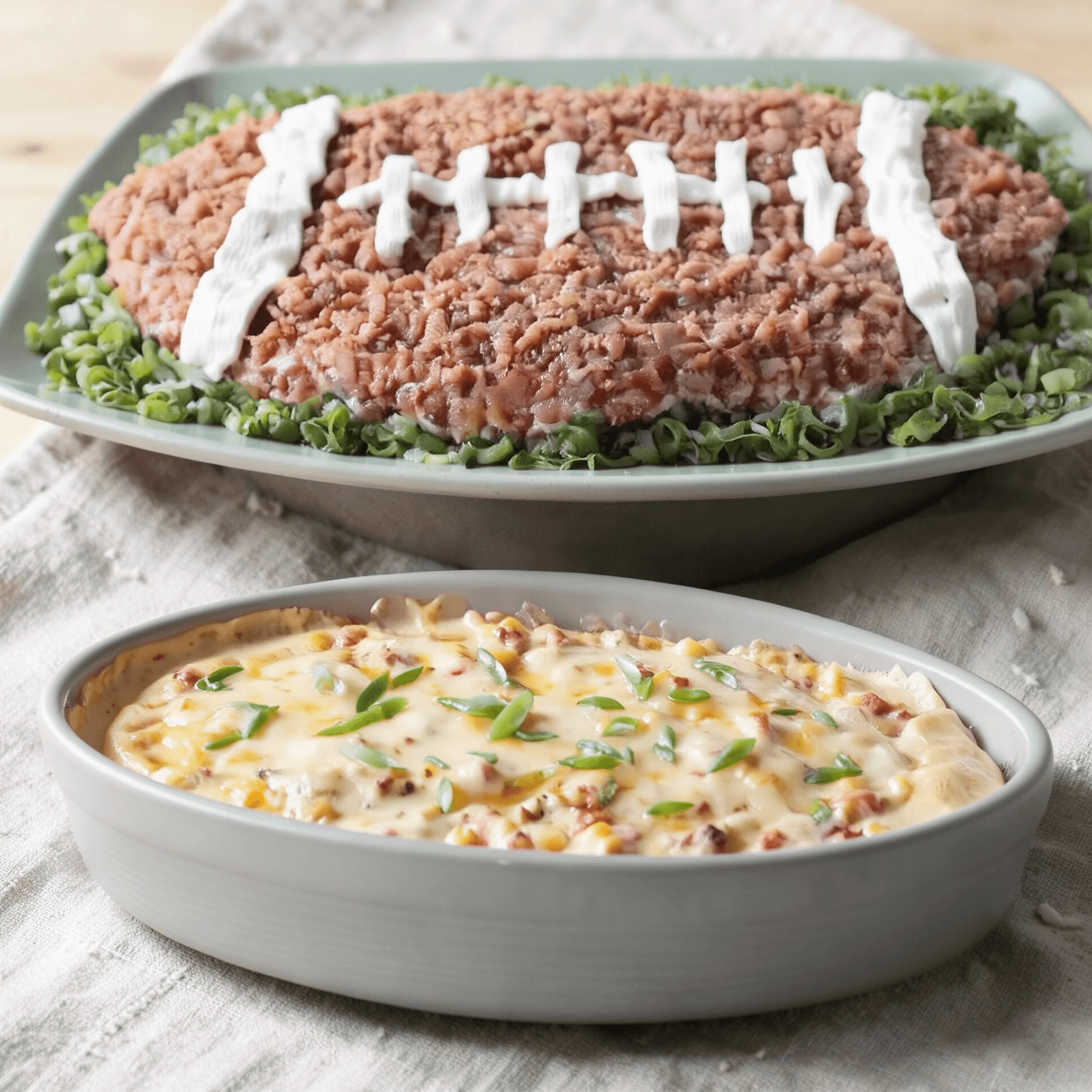 Football-Shaped Loaded Potato Dip