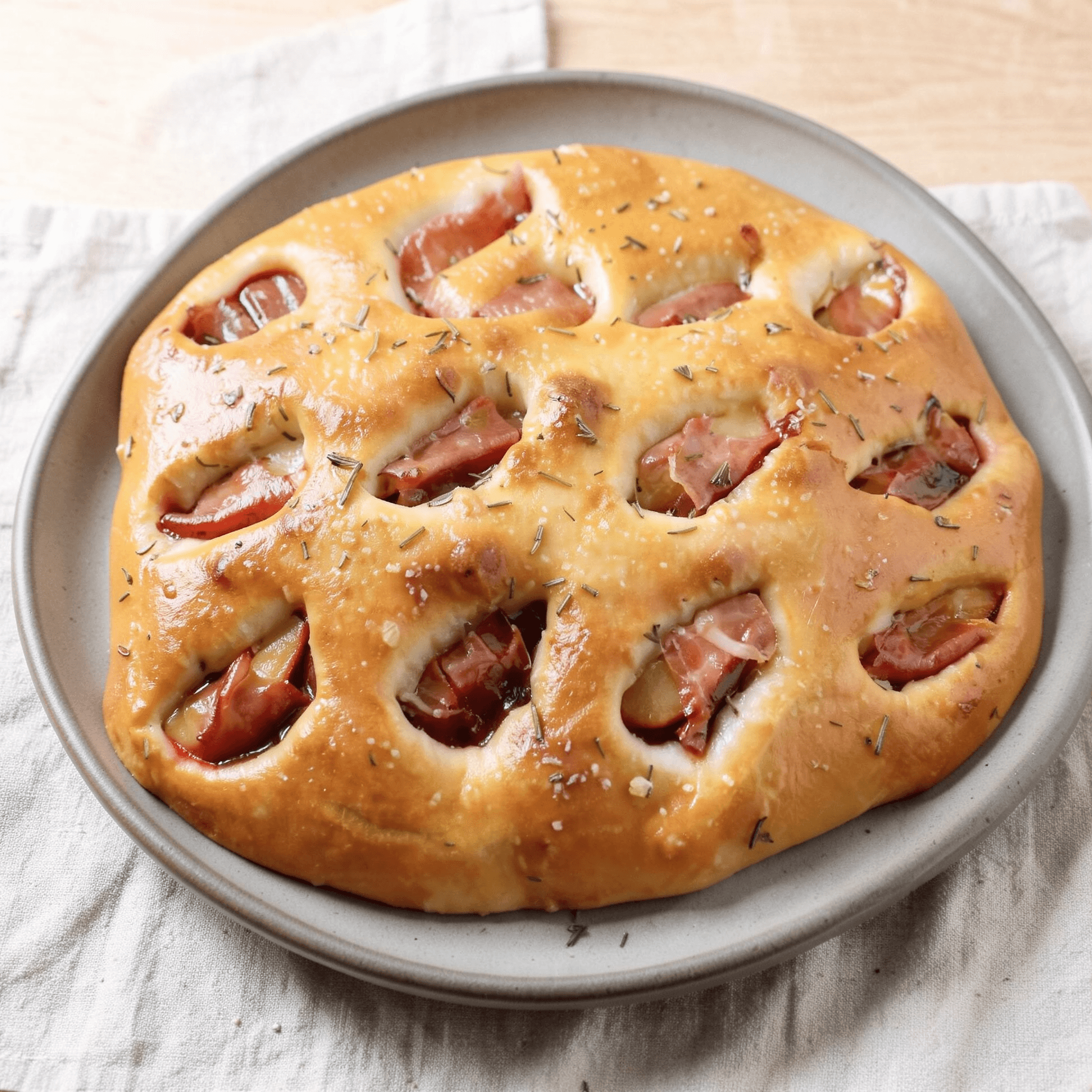 Prosciutto-Wrapped Plum Focaccia