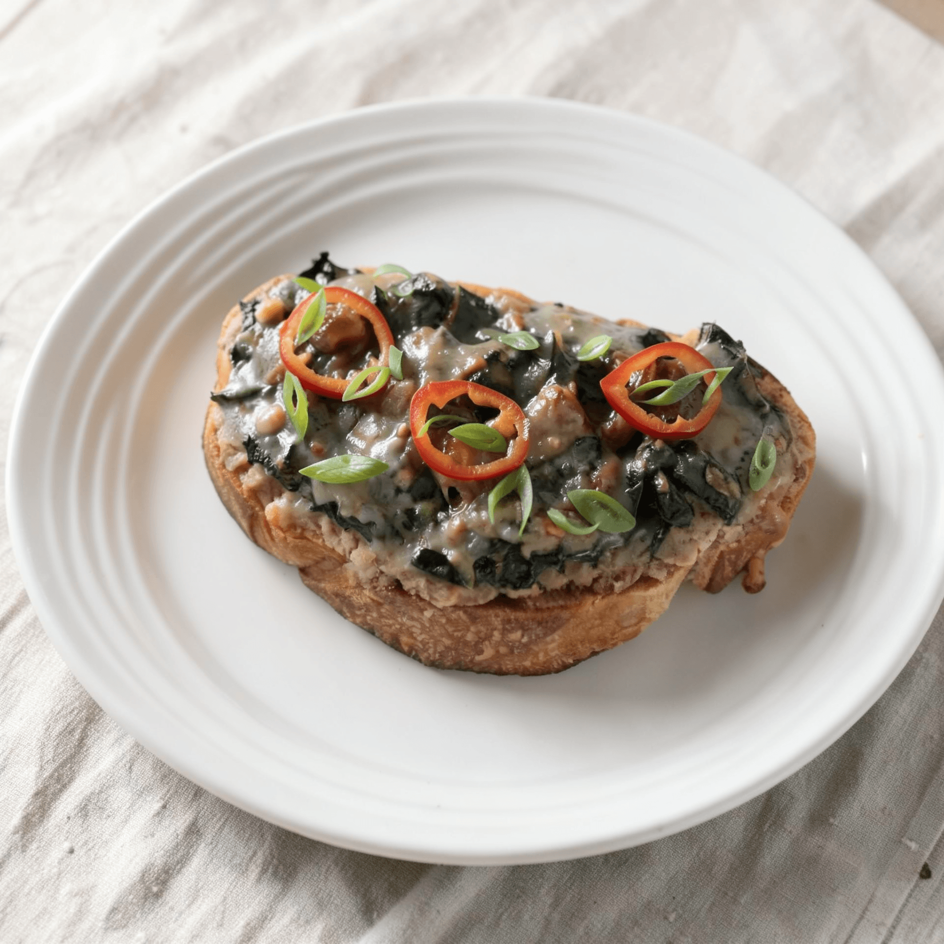 Bacon-Infused Beans & Greens Tartine