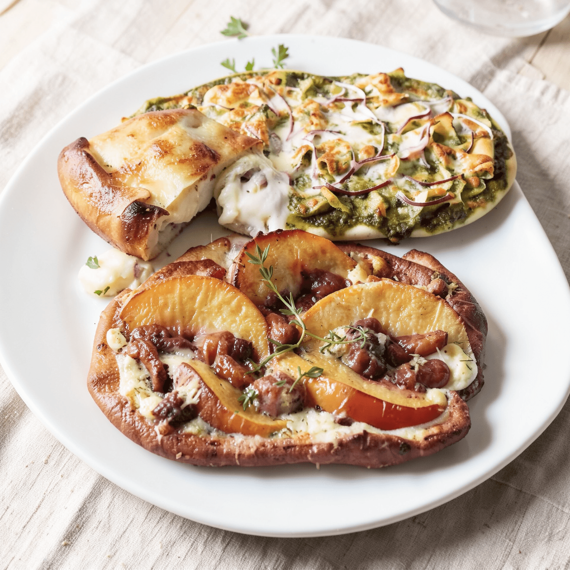 Fried Peach & Pancetta Pizza