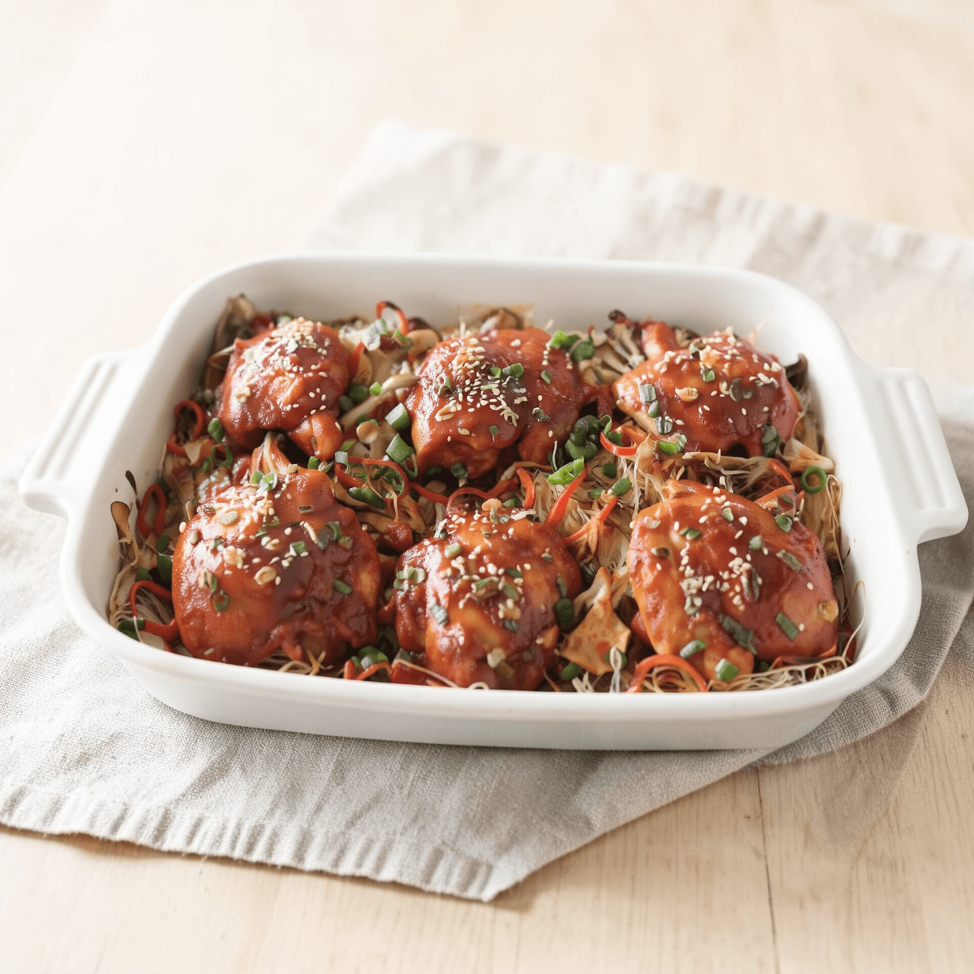 Korean Spicy Chicken Rice Noodle Bake